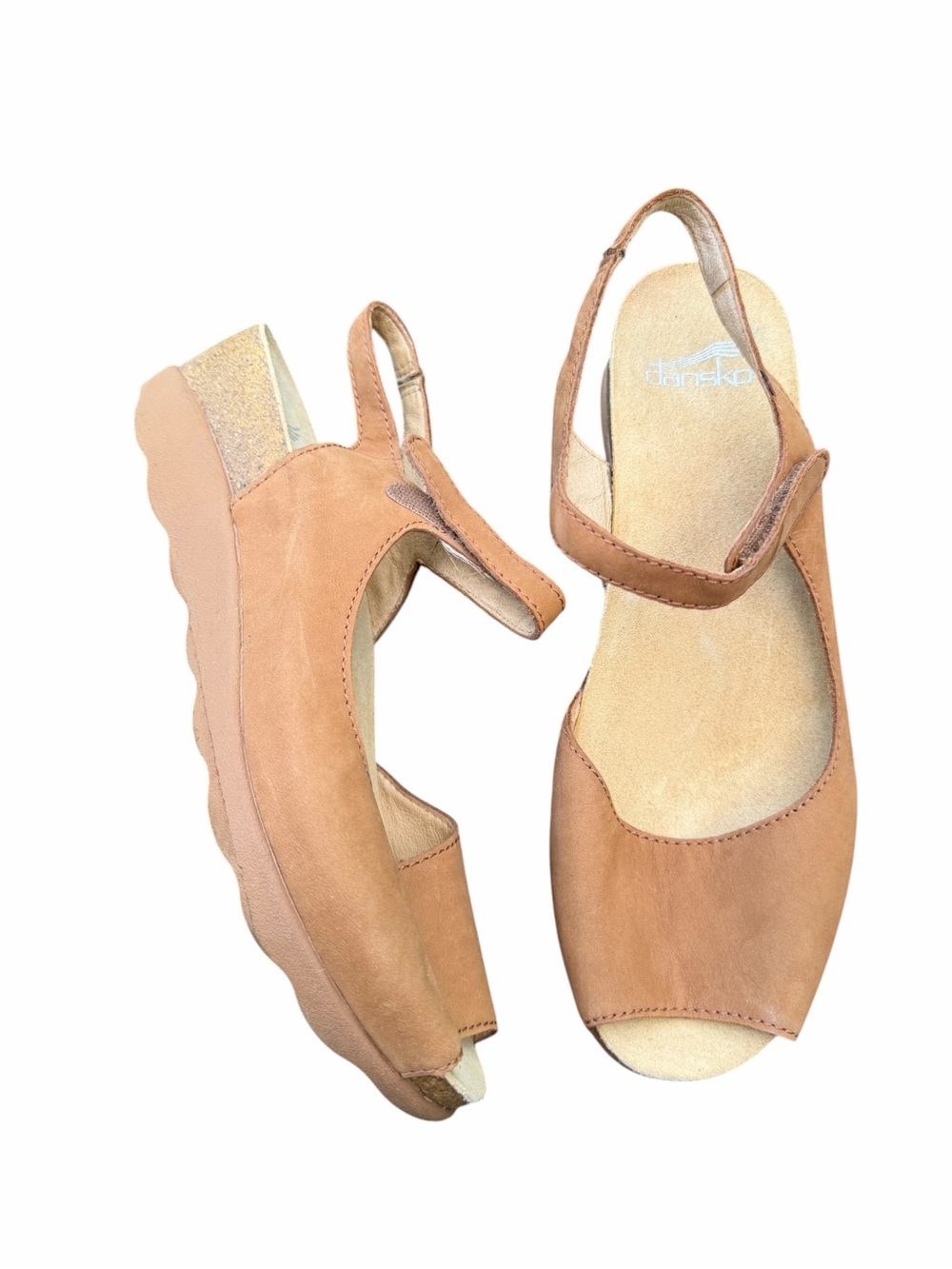Dansko Women's Camel Tan Slingback Wedge Sandals